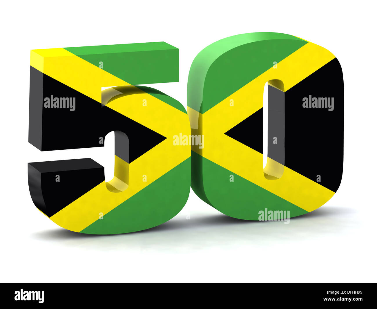 Number 50 made with Jamaican flag, the concept of the fiftieth anniversary of the independence of Jamaica Stock Photo