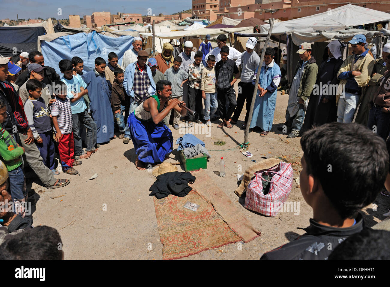 snake charmer in Ait Baha market, Chtouka Aït Baha Province, Souss