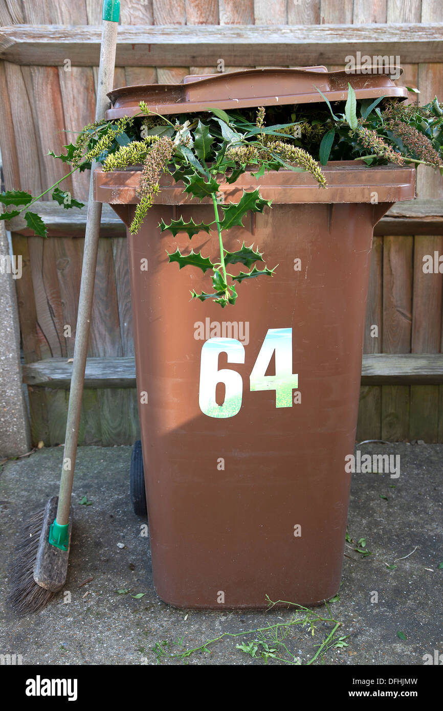 Domestic recycling bins for garden waste Stock Photo Alamy