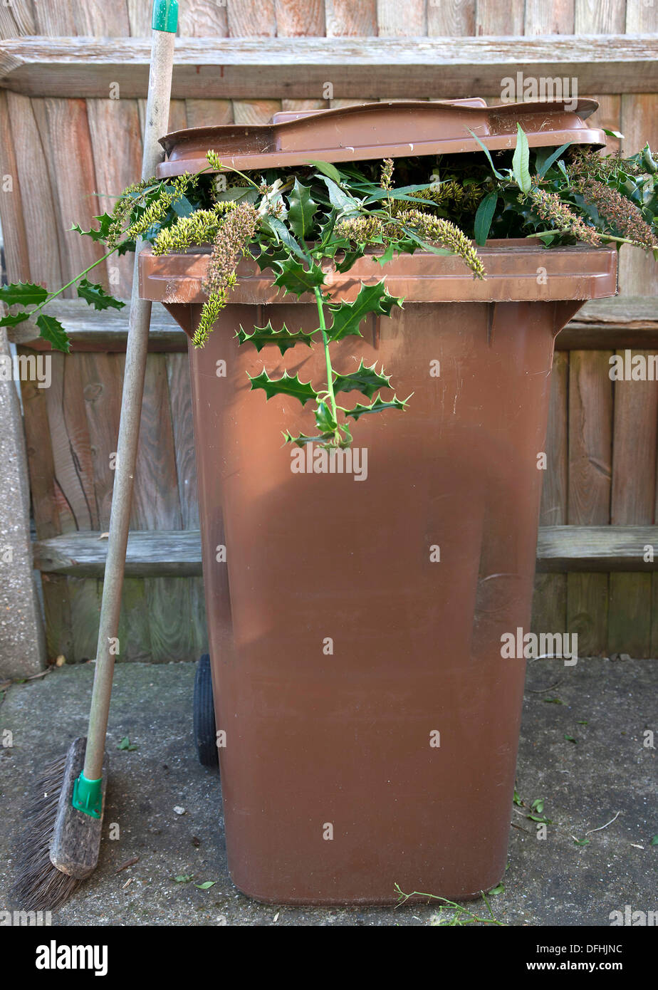 Domestic recycling bins for garden waste Stock Photo Alamy