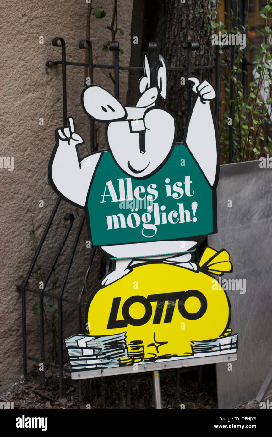 Alles ist moglich - Everything is possible - lottery sign Stock Photo