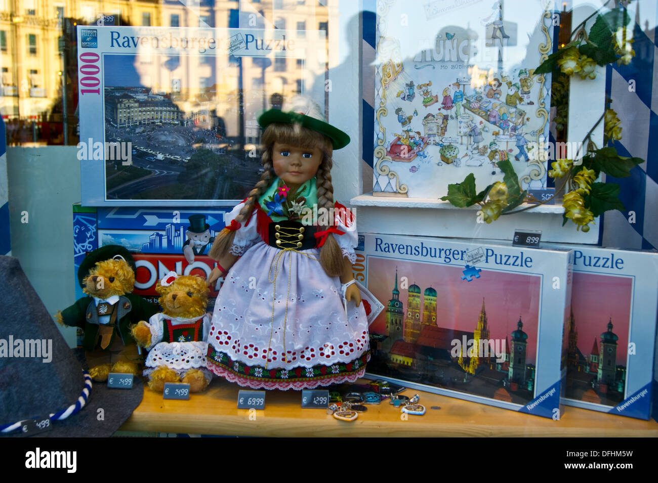 A doll in traditional dress in a shop window in Munchen (Munich