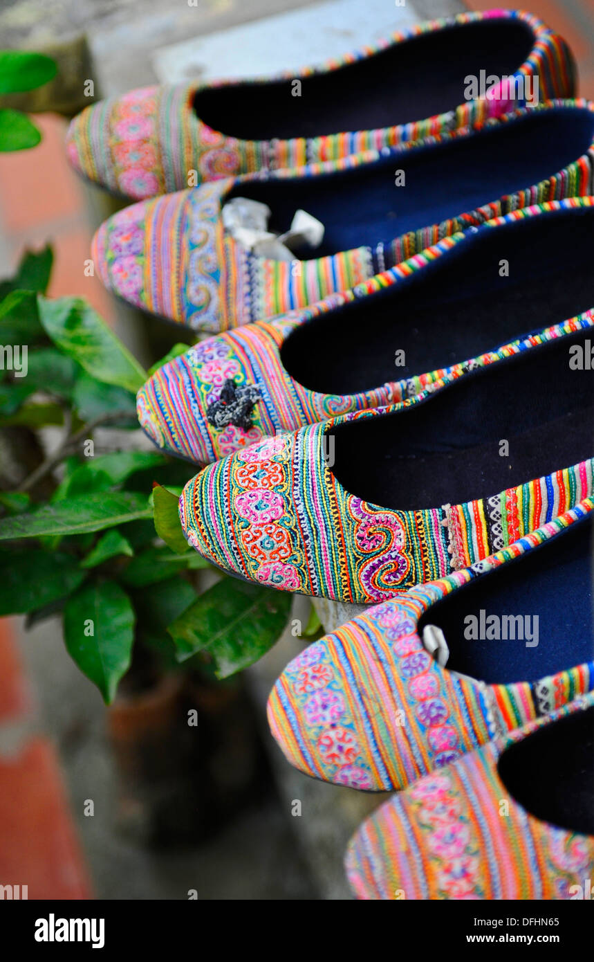 Slipon shoes made from colourful beads Stock Photo Alamy