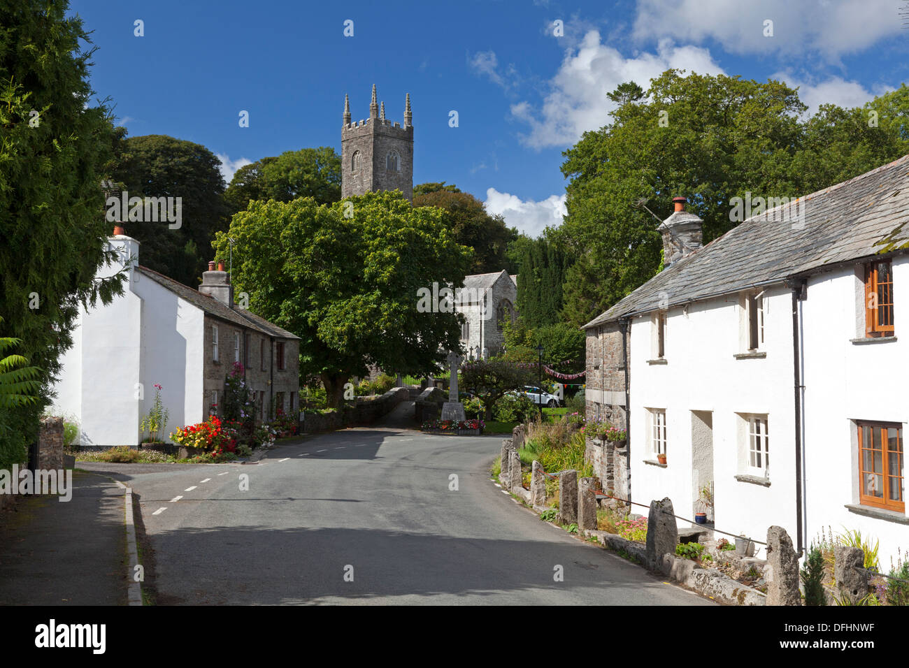The village centre, Altarnun, Cornwall Stock Photo