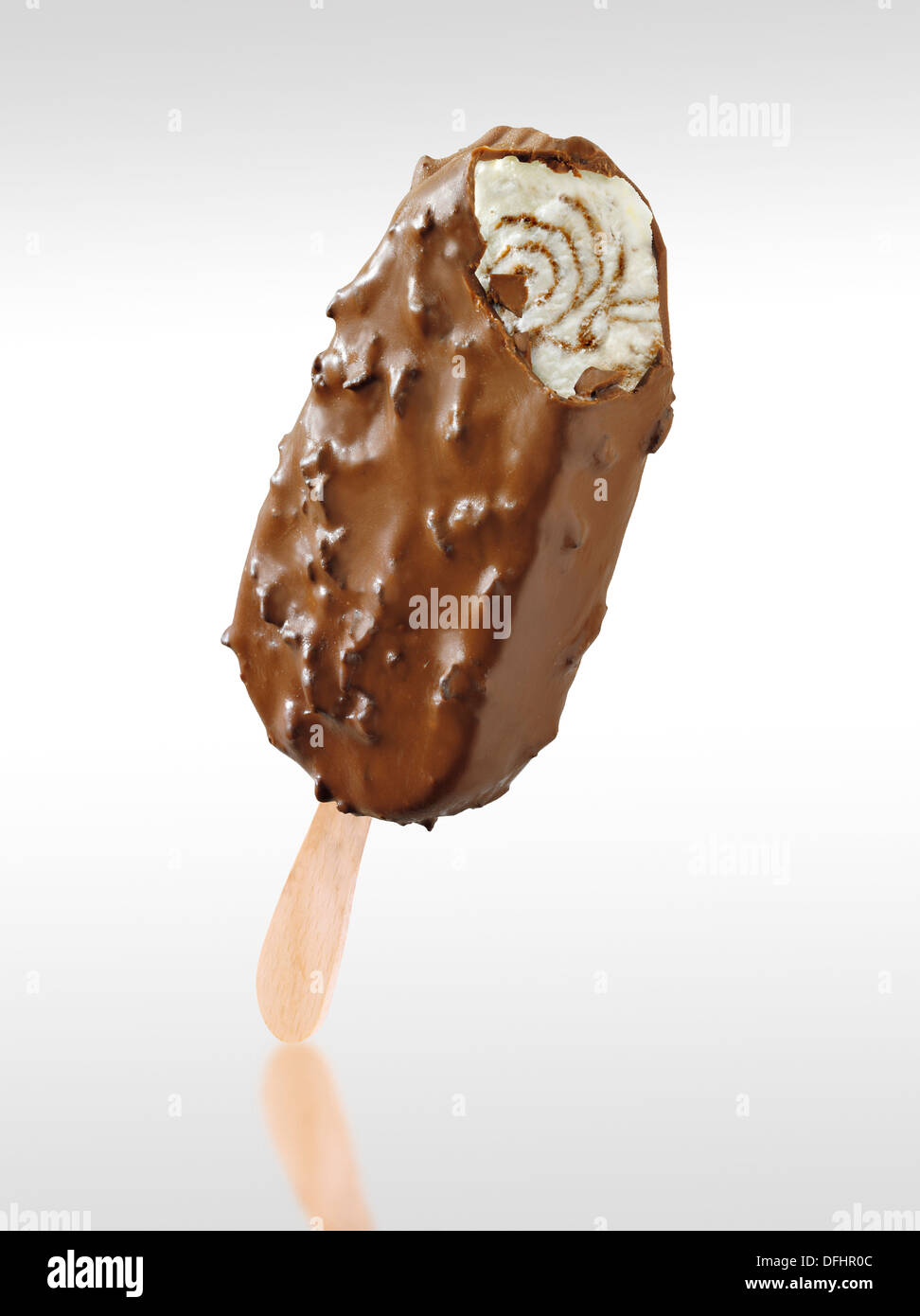 raisin & nut choc ice with chocolate ripple ice cream inside Stock Photo