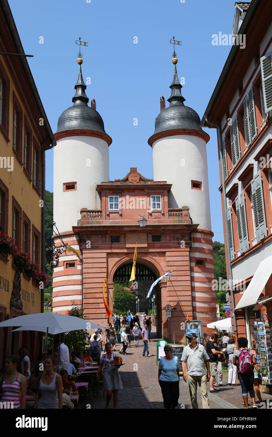 Alte Brucke (Old Bridge) Gate, Heidelberg, Germany Stock Photo