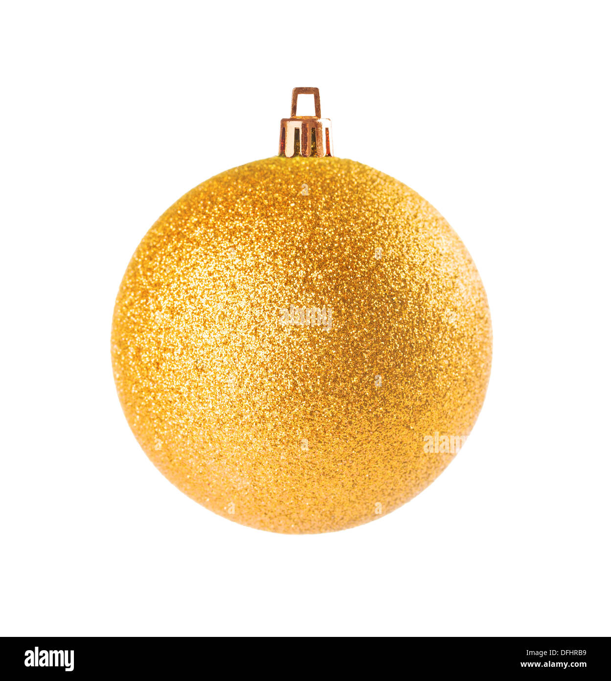 Yellow Christmas ball on white background Stock Photo