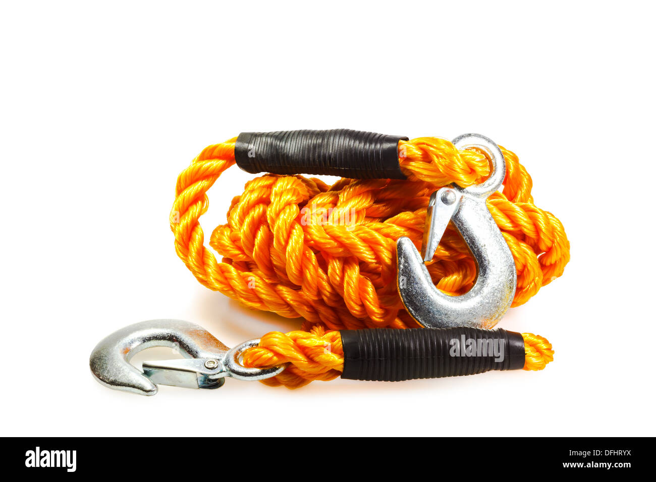 Car tow rope isolated on white background Stock Photo Alamy