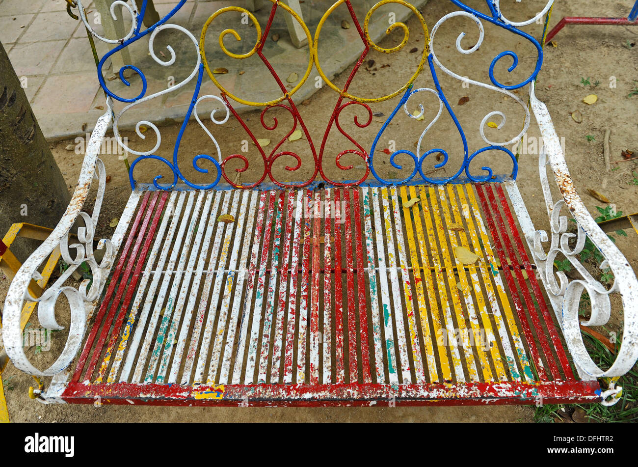 Painted Metal Swing Seat Stock Photo 61243590 Alamy