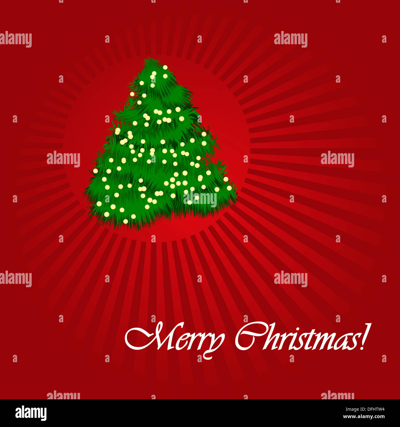 Vector illustration of a Christmas tree on red background Stock Photo ...