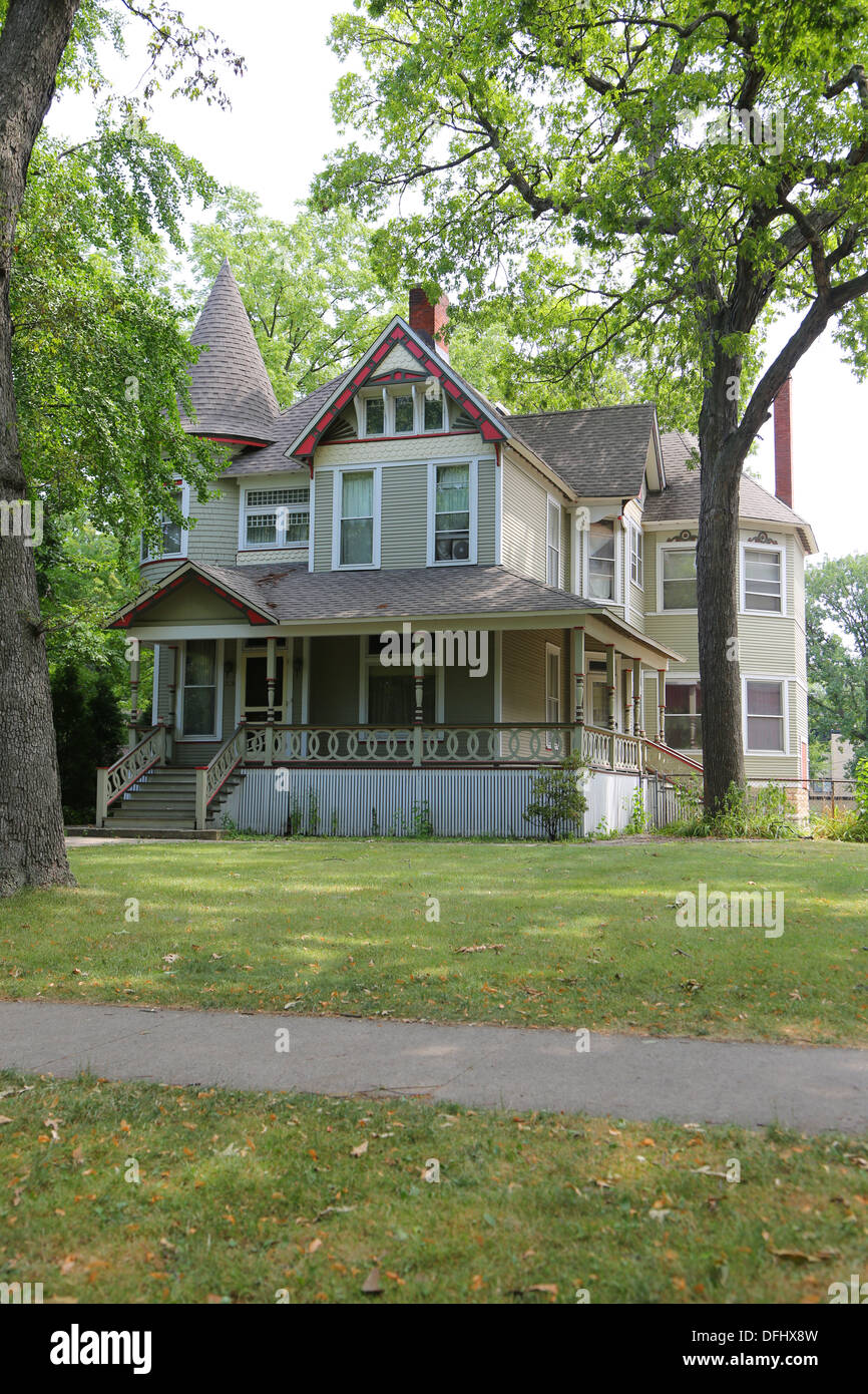 House designed in the Prairie style in Oak Park Illinois Stock Photo