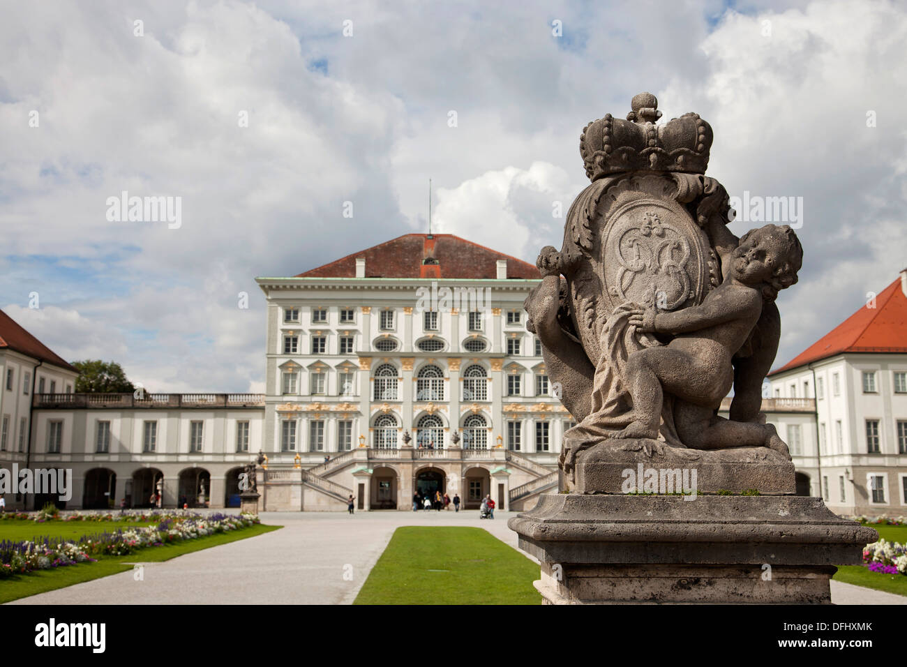 statues in front of Nymphenburg Palace in Munich, Bavaria, Germany Stock Photo