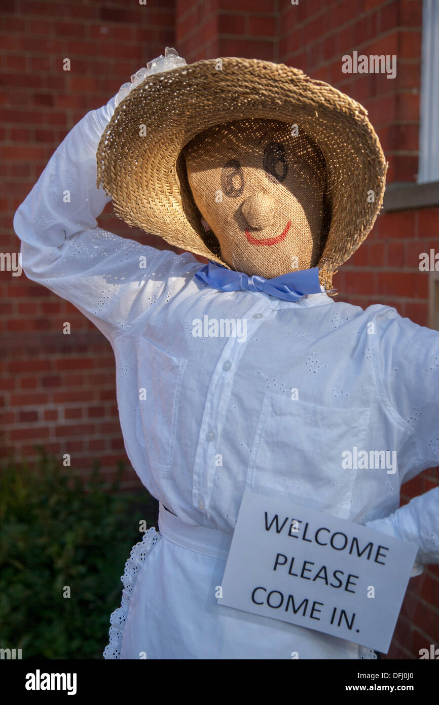 Great Doddington. Northamptonshire 5th October 2013. The Scarecrow Festival and Harvest  Celebration 5/6th October. Local residences made the scarecrows to display in the streets and front gardens of the village for this weekend Credit:  Keith J Smith./Alamy Live News Stock Photo