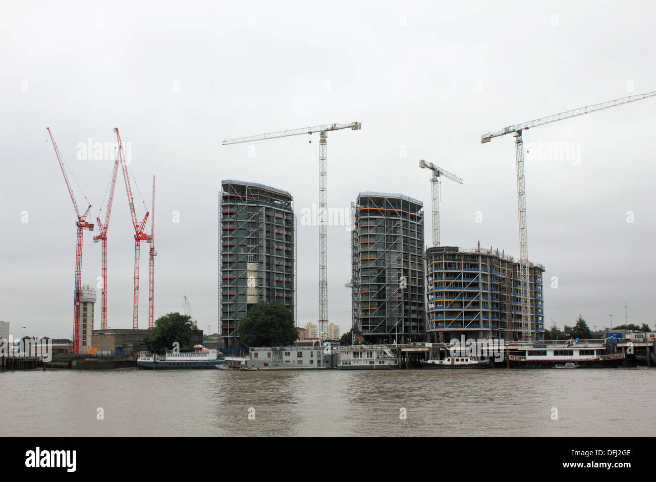 The city skyline on a grey overcast day in London England UK Stock Photo