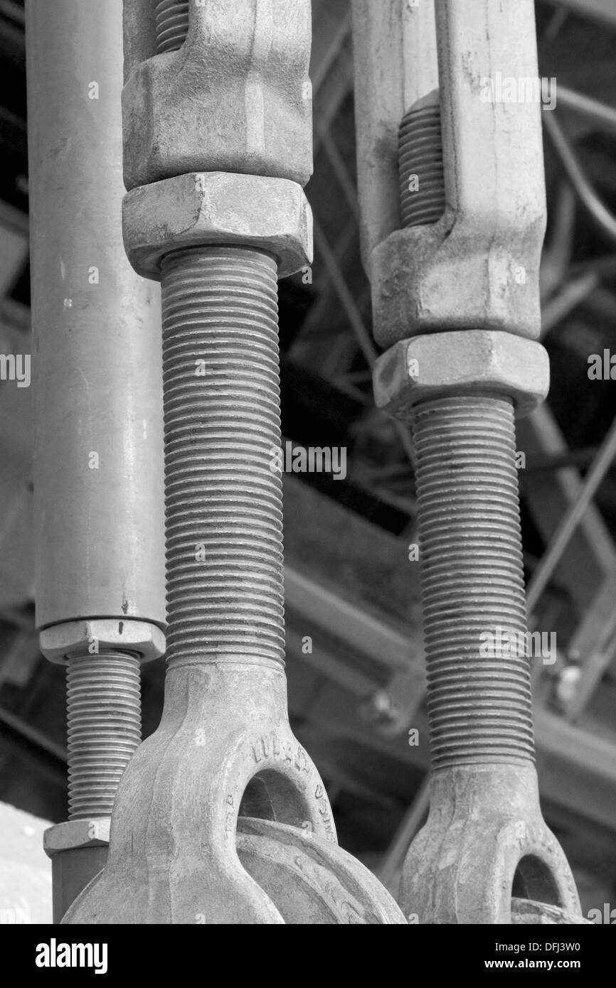 Nuts and bolts holding a structure in place Stock Photo