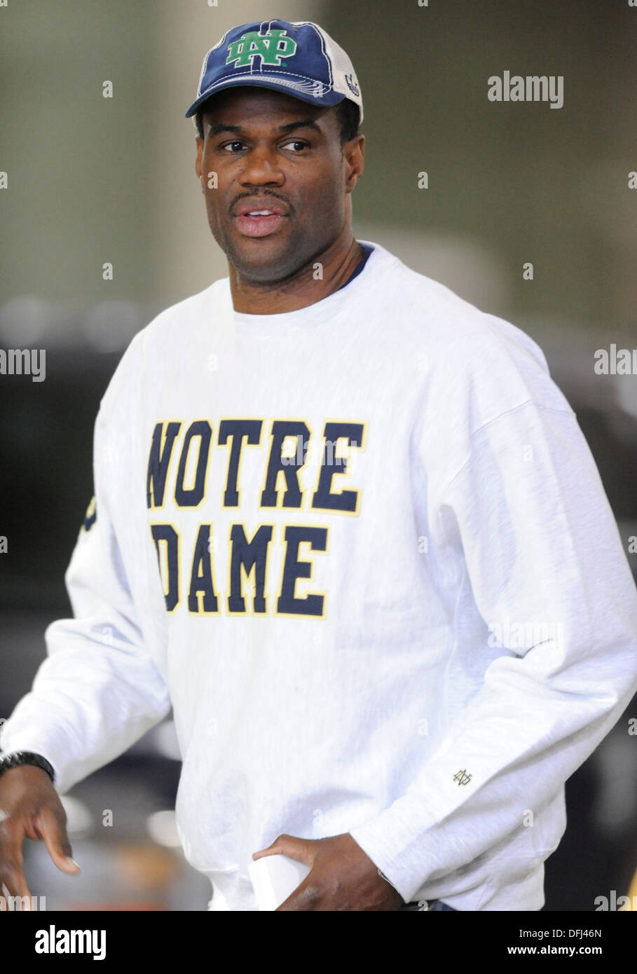 October 05, 2013: San Antonio Spurs Hall of Famer David Robinson and Notre Dame Alumni attends the an NCAA Football game between the Arizona State University Sun Devils and the Notre Dame Fighting Irish at AT&T Stadium in Arlington, TX Stock Photo