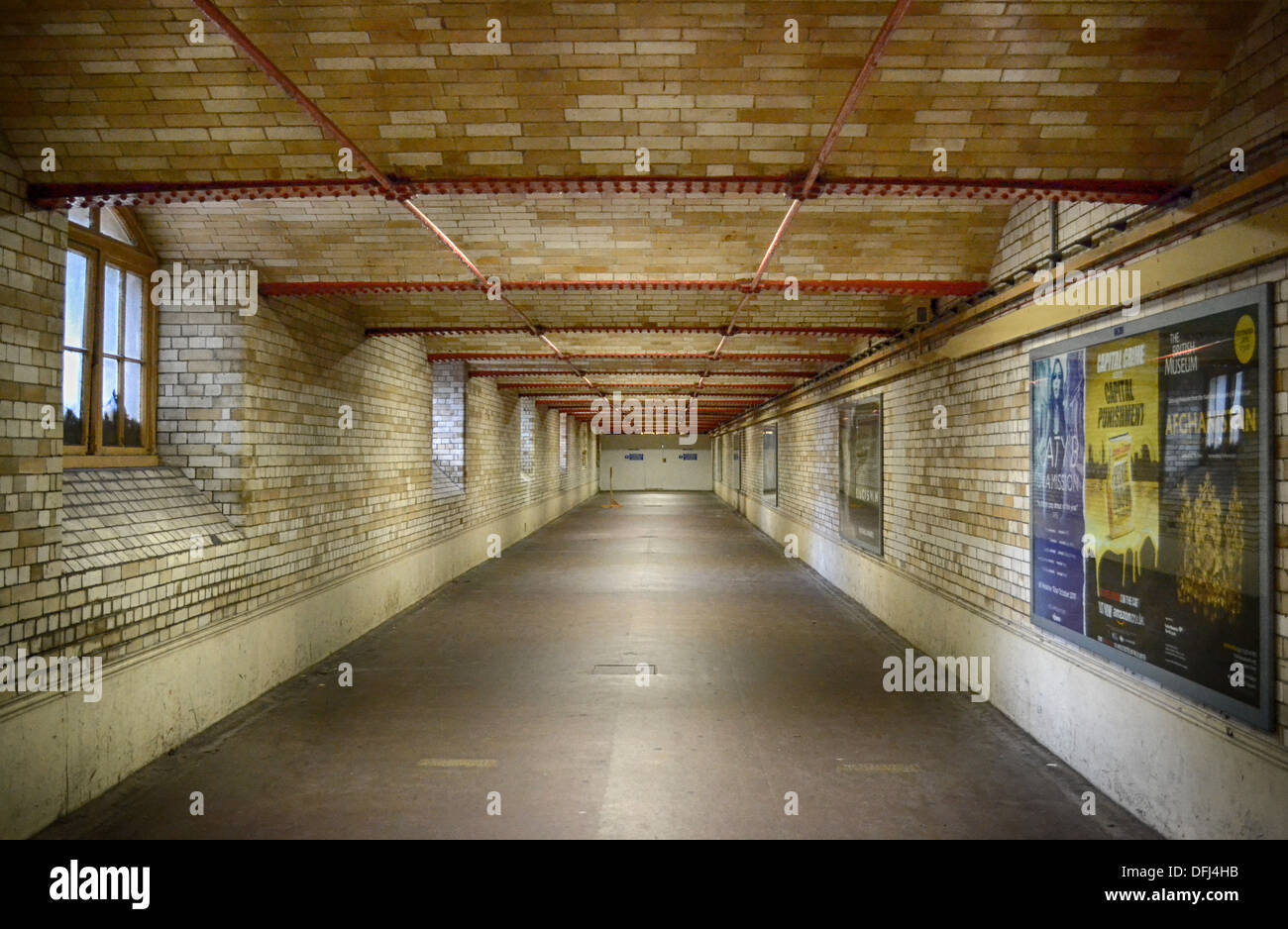 Train station walkway tunnel Stock Photo