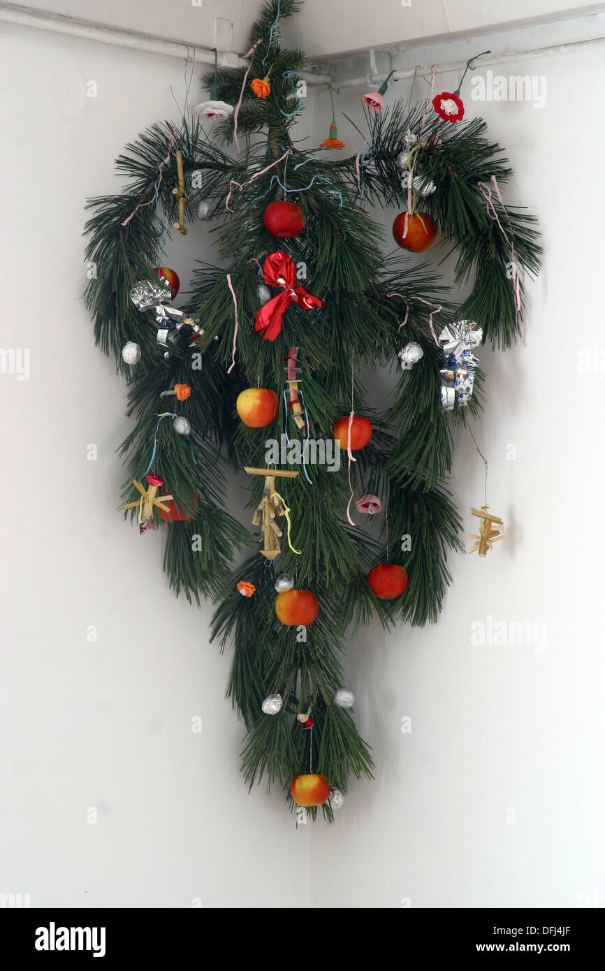 Christmasthemed corner with Christmas tree Stock Photo Alamy