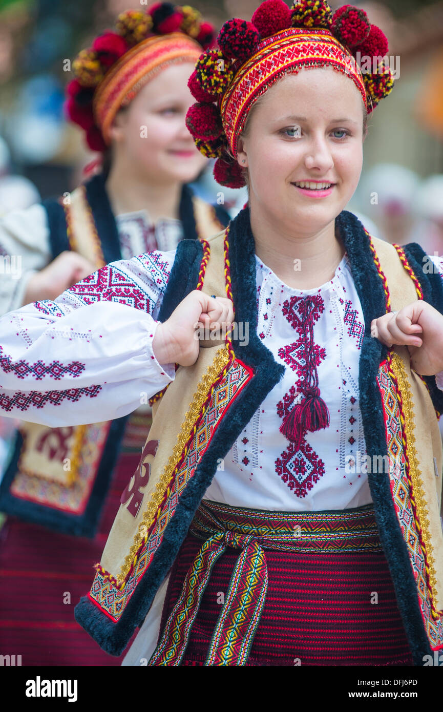 Ukrainian folk dancers perform during Ukraine's Independence Day