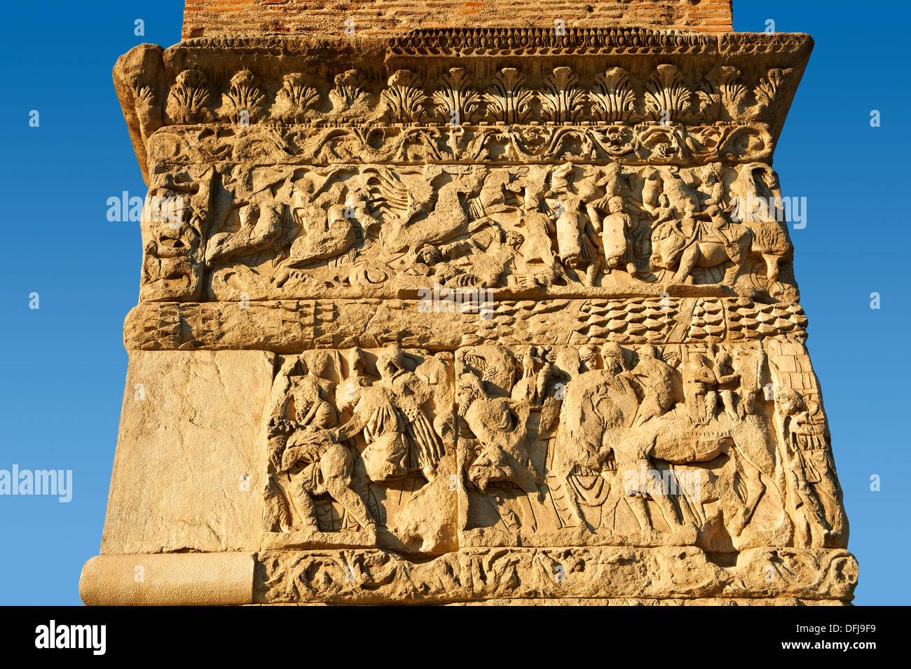 The 4th-century Arch of Roman Tetrach Emperor Galerius, clebrating his victory of the Sassanid Persians. Thessalonica, Greece. Stock Photo