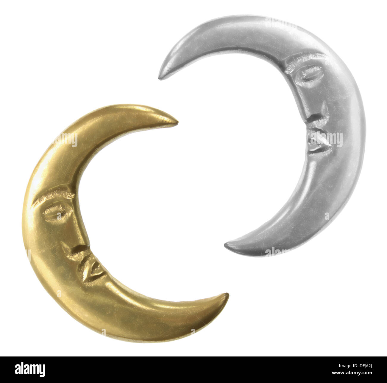 Gold and Silver Crescents Stock Photo