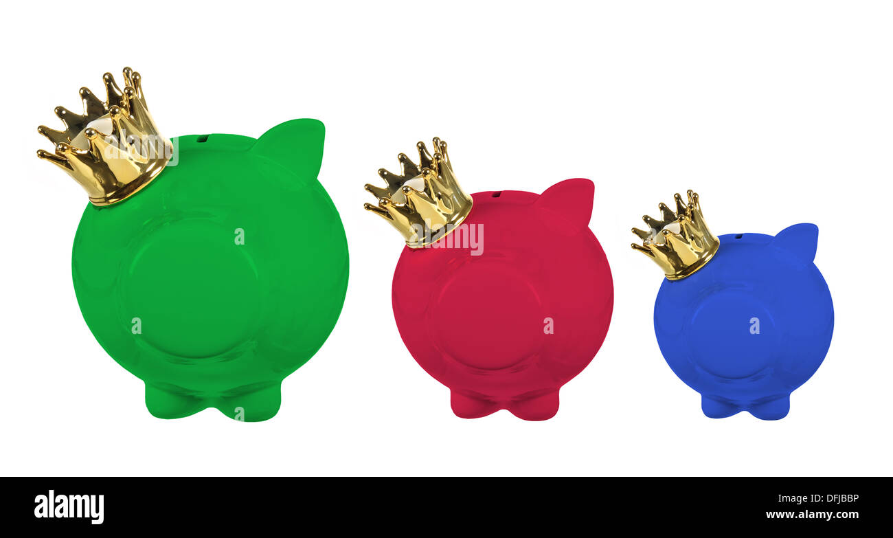 Piggy Banks with Crowns Stock Photo Alamy