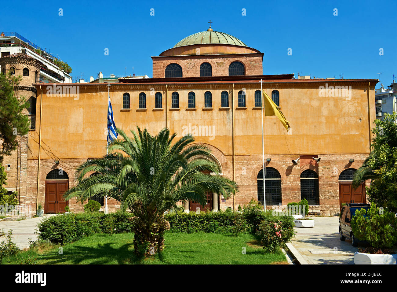 The 8th century Basilica of The Hagia Sophia, or Holy Wisdom. A Palaeochristian and Byzantine Monument, Thessalonica Stock Photo