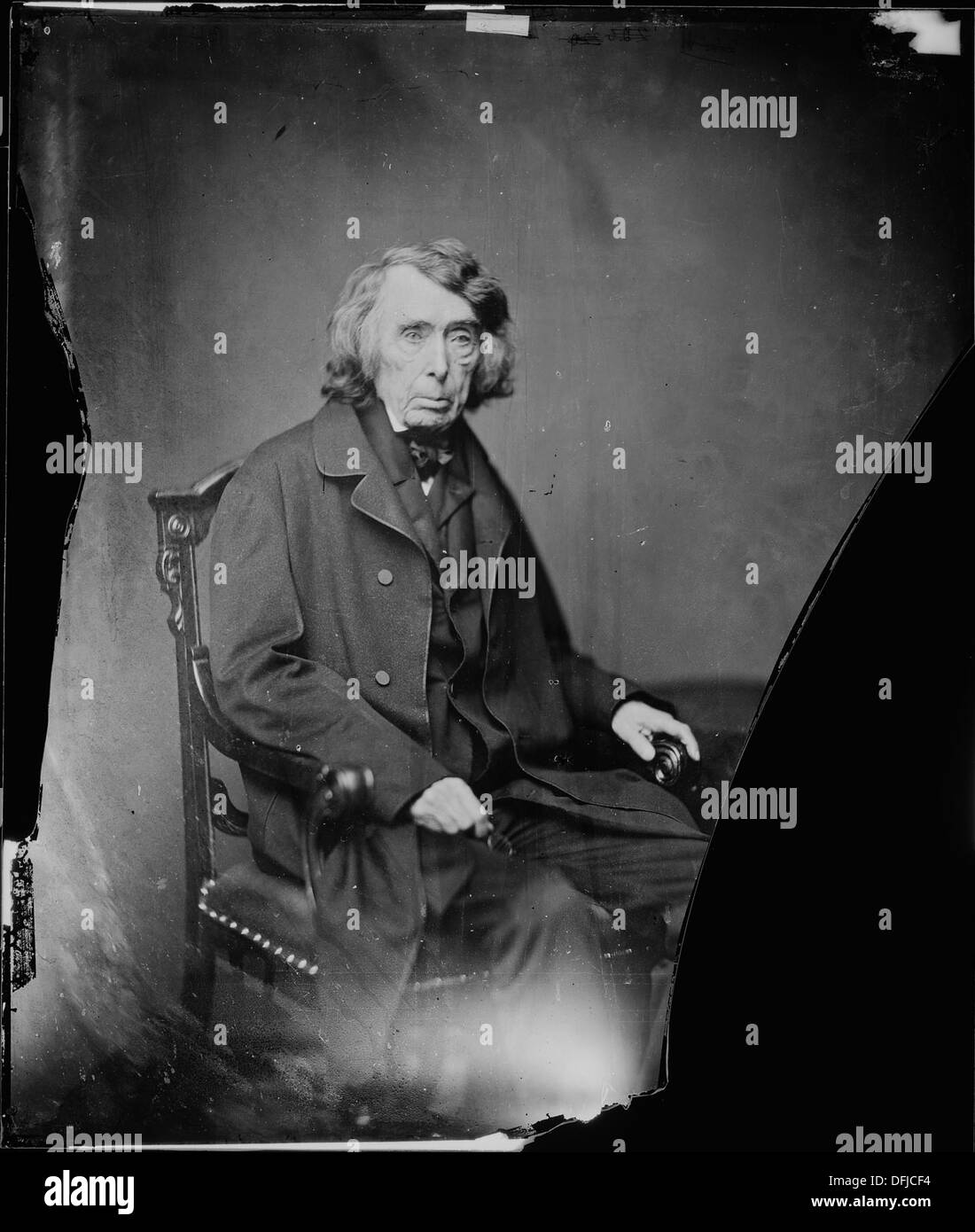 This photograph features Justice Roger B. Taney, who served as Chief Justice of the United States Supreme Court from 1836 to 1864. He is best known for delivering the majority opinion in the infamous Dred Scott case, which contributed to the intensification of sectional tensions leading up to the Civil War. Stock Photo