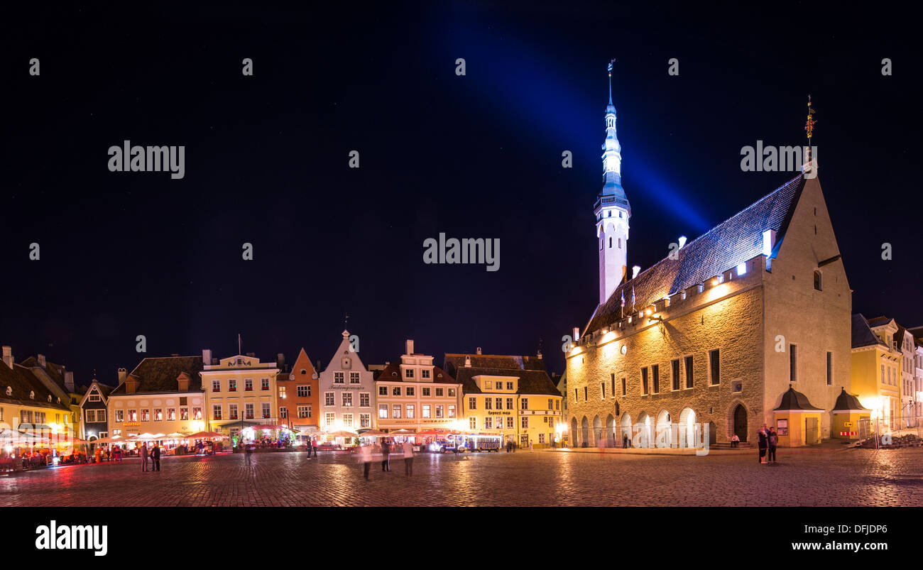 TALLINN - SEPTEMBER 6: The old town square September 6, 2013 in Tallinn, Estonia. The old town is a UNESCO World Heritage Site. Stock Photo