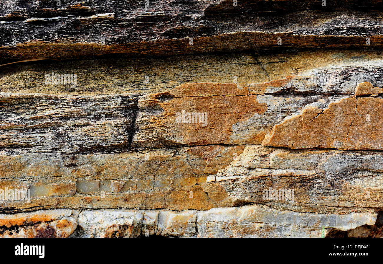 Closeup of layers of sedimentary rock on Koh Samet island (Thailand) Stock Photo