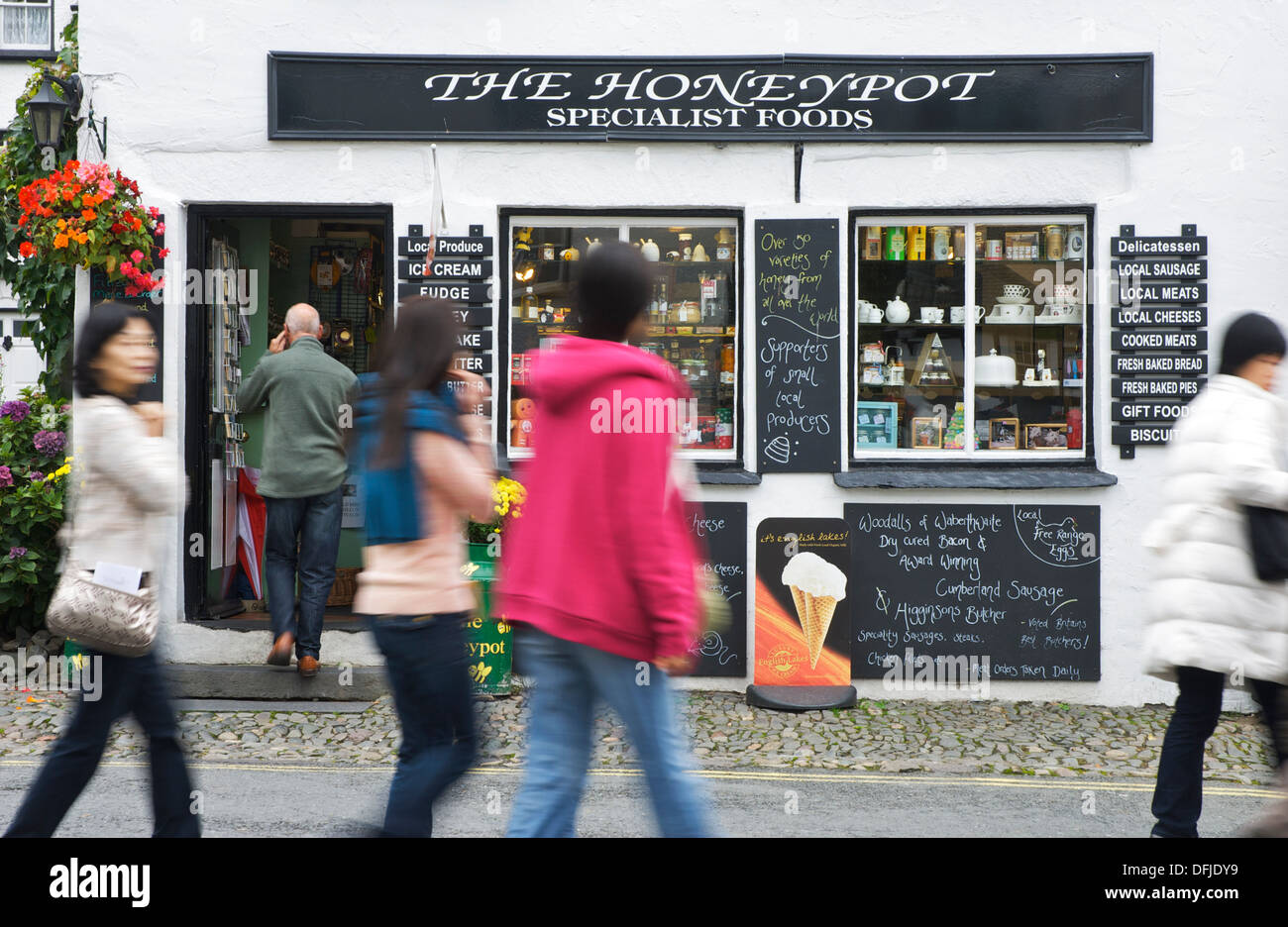 The Honeypot shop in the village of Hawkshead, Lake District National Park, Cumbria, England UK Stock Photo
