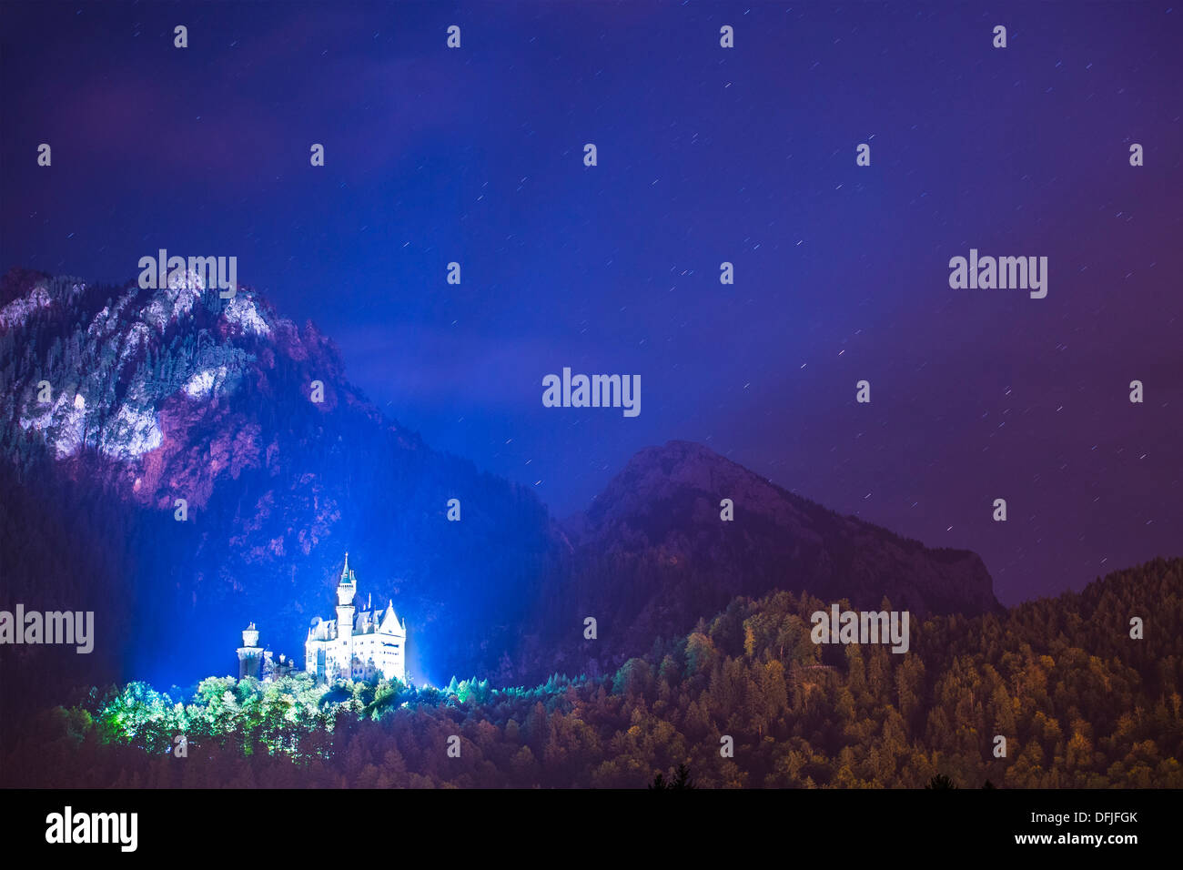 Neuschwanstein Castle at night in Fussen, Germany Stock Photo - Alamy