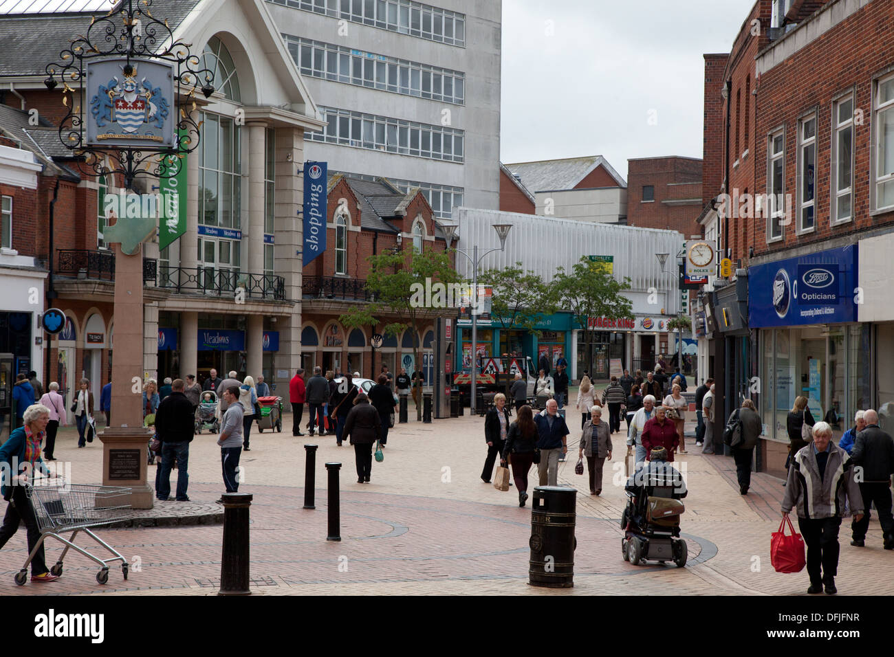 Chelmsford Essex centre, the pedestrianized high street with good access for wheelchairs Stock Photo