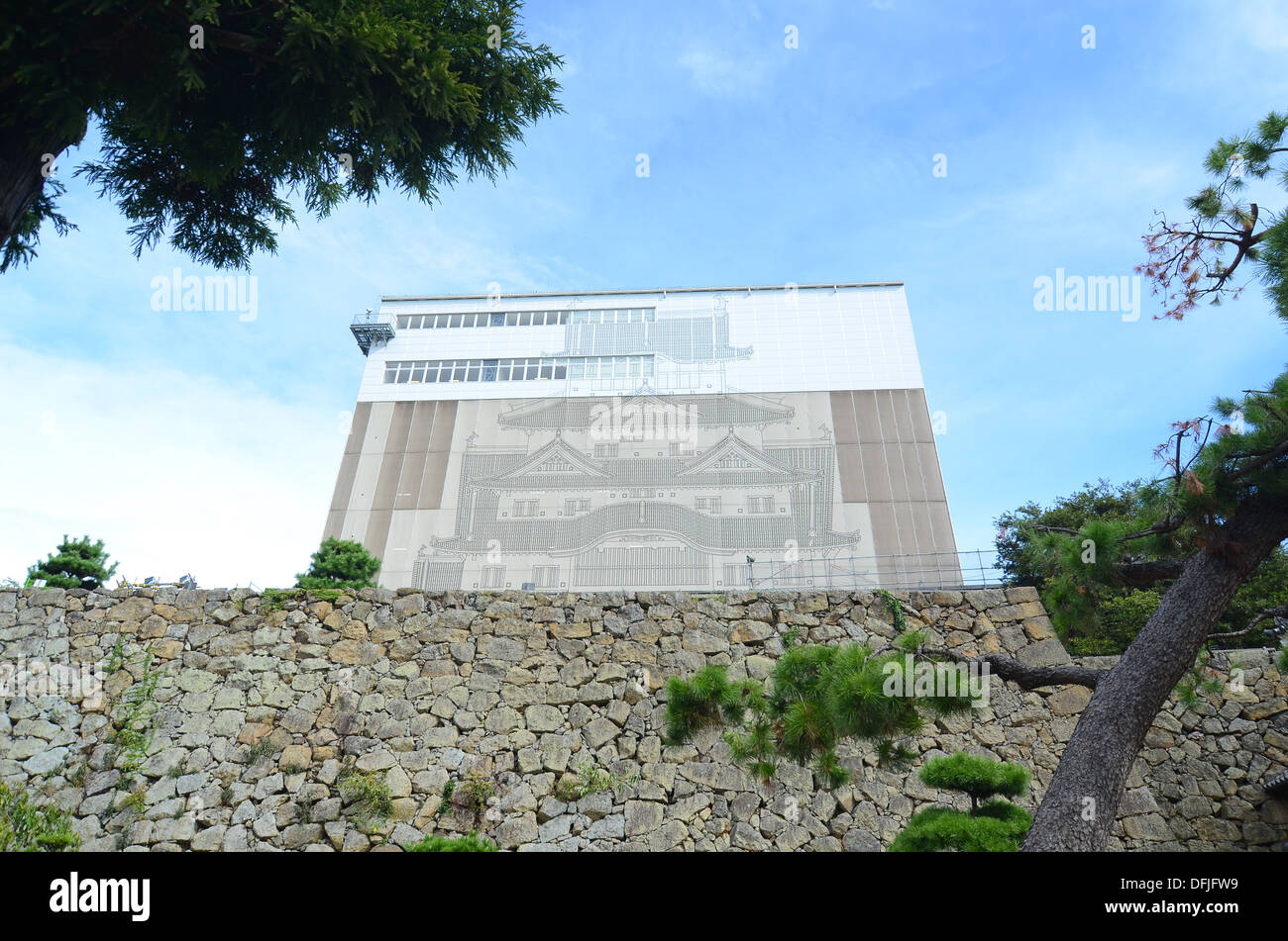 Himeji Castle in Japan undergoing renovation under cover. The work ran from 2009 until 2015