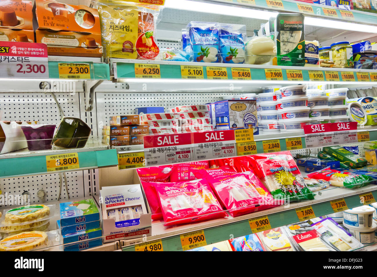 Cheese section in a Korean Supermarket, Seoul, Korea Stock Photo 61258683 Alamy