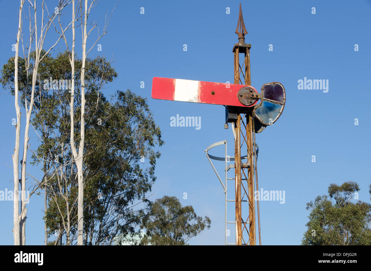 Signal at Swanbank Station, Queensland Pioneer Steam Railway,  Ipswich, near Brisbane, Queensland Stock Photo