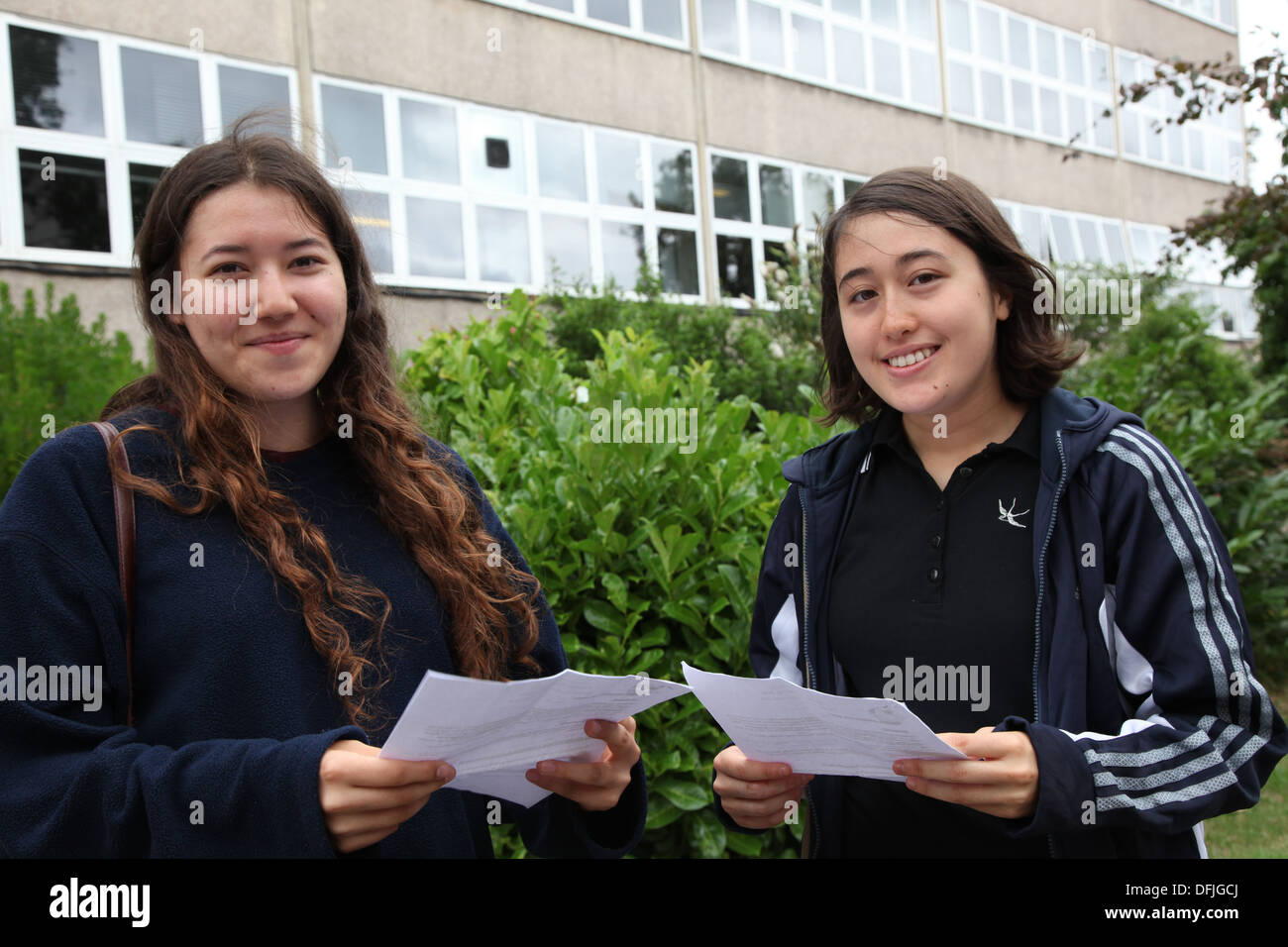 Girls with results from their AS-level exams, a qualification ranked between GCSE and A-level often taken at the age of 17. Stock Photo