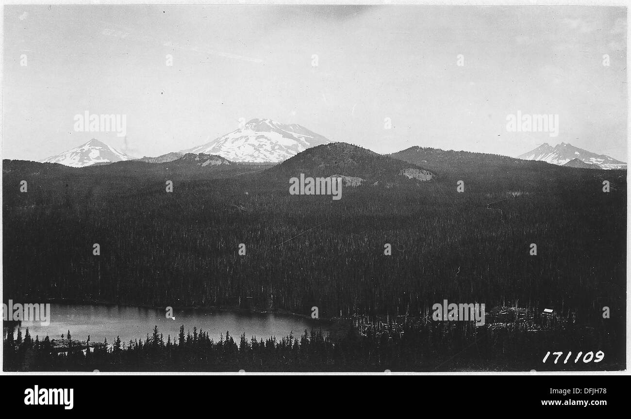 This historical image depicts Horse Lake and the Ranger Station in ...