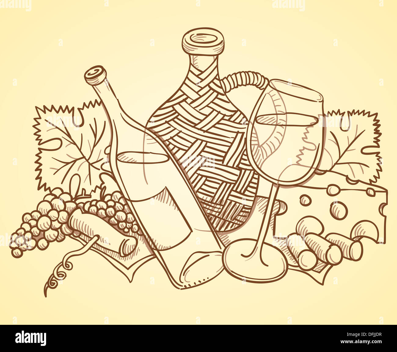 Wine Drawing/design Wine Themed Drawing Stock Photo - Alamy
