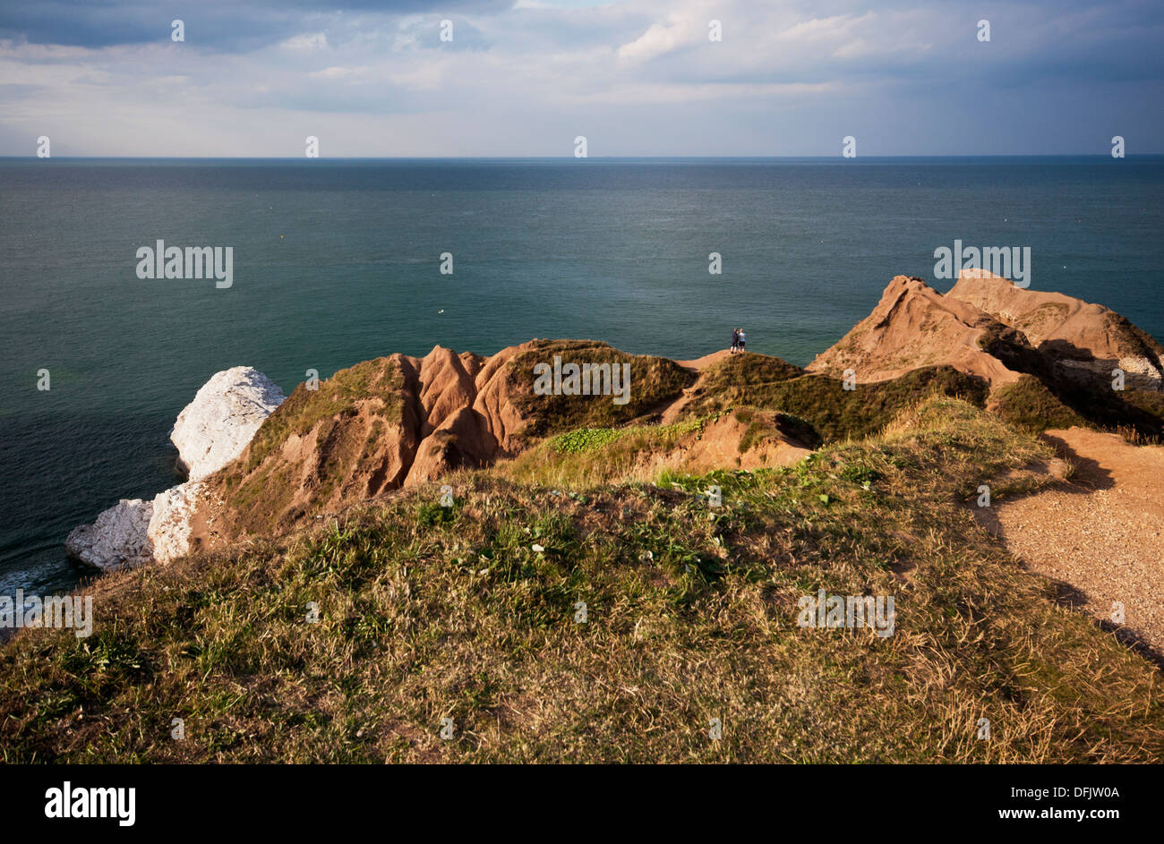 Thornwick Bay, near the East Yorkshire coastal village of Flamborough. The eroding chalk cliffs line the coastline. Stock Photo