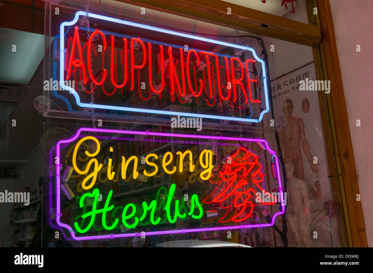 Acupuncture and herb shop in Chinatown in New York City Stock Photo Alamy