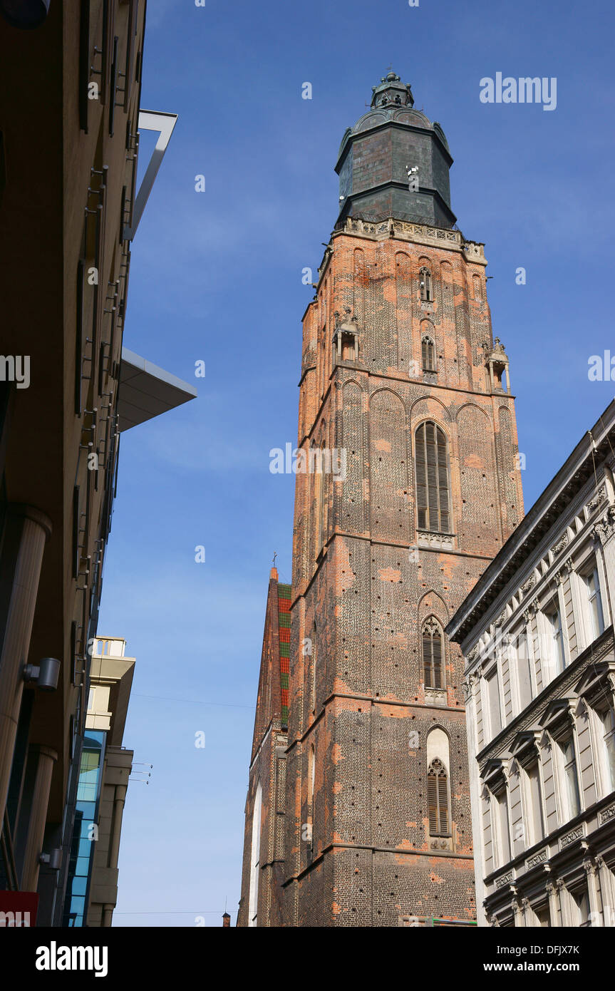 Tower of St Elizabeth Church Wroclaw Stock Photo