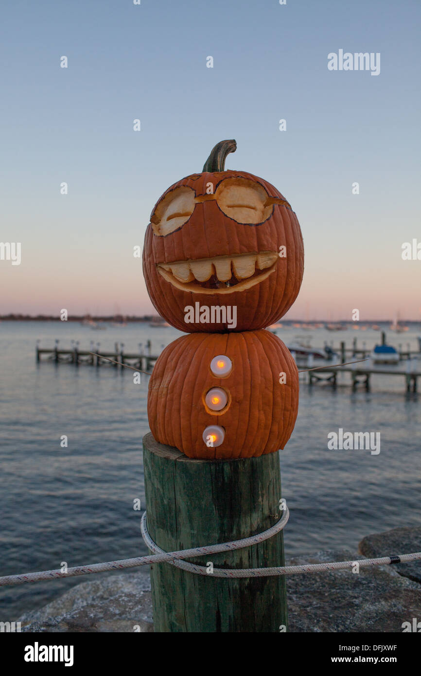 Halloween carved pumkin jack-o-lantern Stock Photo