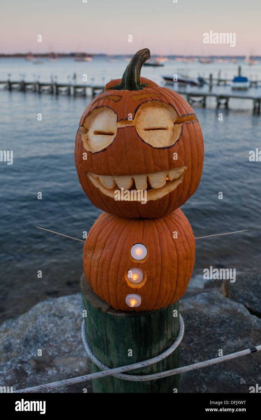 Halloween carved pumkin jack-o-lantern Stock Photo