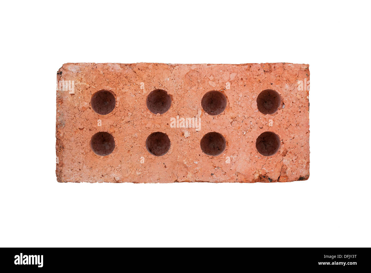 Front view of red brick isolated on white background Stock Photo