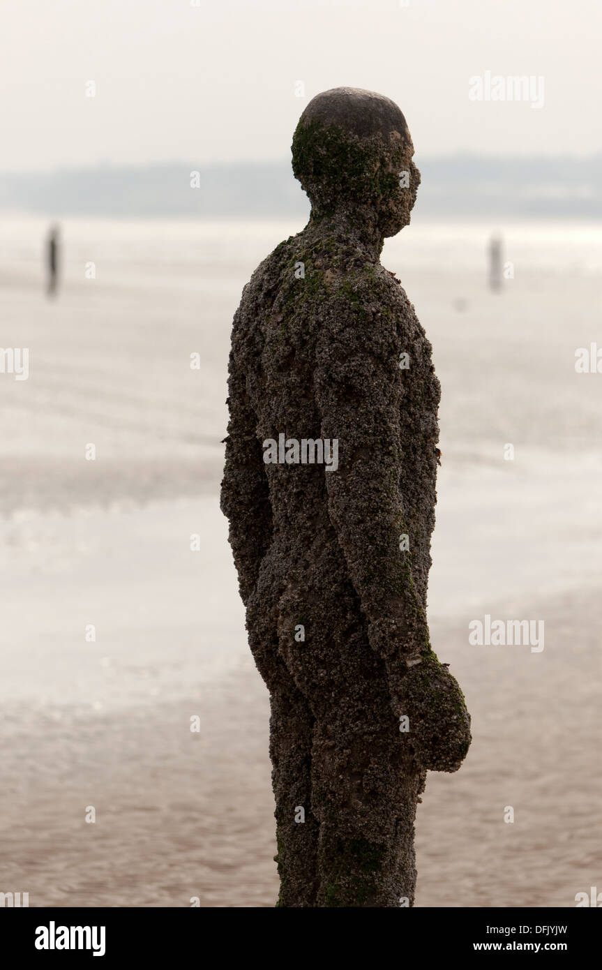 sculpture by Antony Gormley Another Place Crosby Beach Stock Photo Alamy