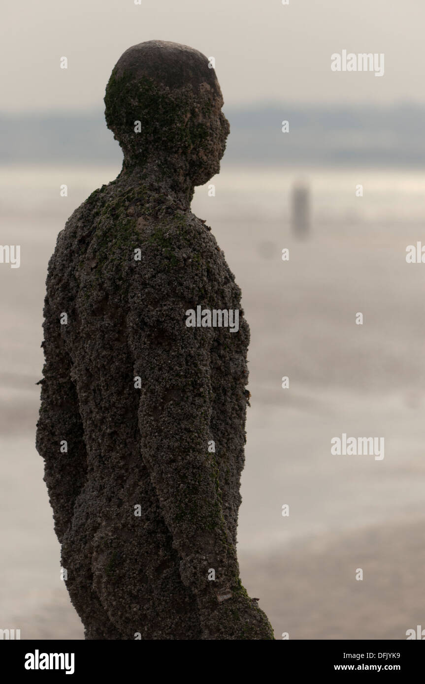 sculpture by Antony Gormley Another Place Crosby Beach Stock Photo Alamy