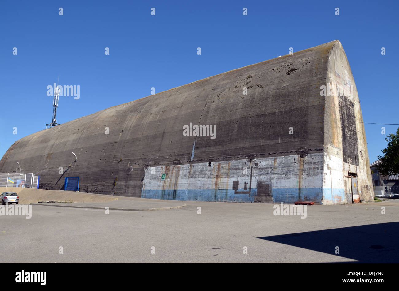 WWII german u-boote shelter in the harbour of Lorient, Brittany. Stock Photo