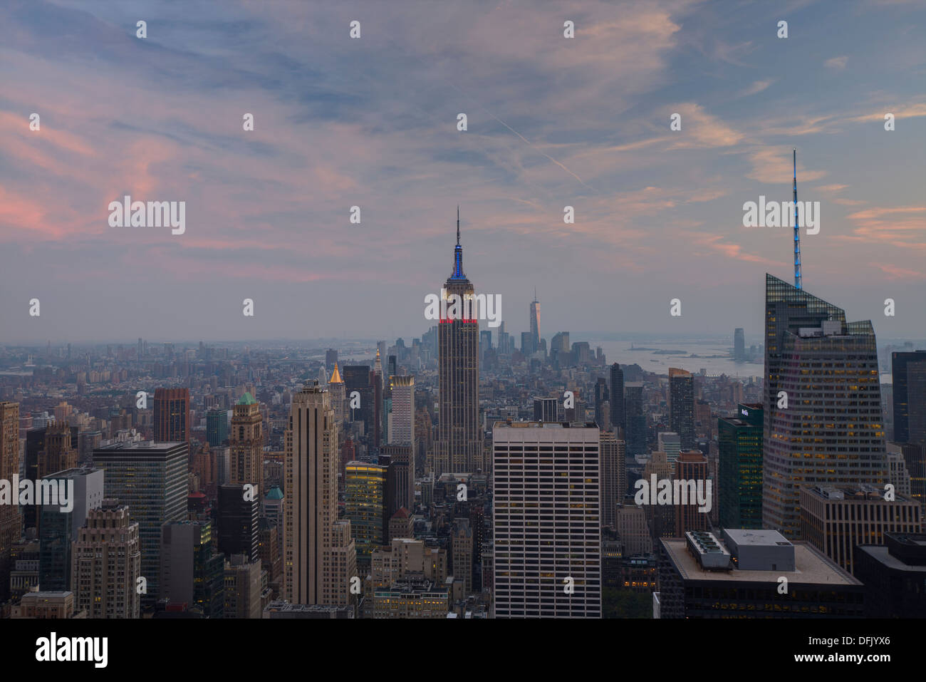 Aerial View of Empire State Building at Sunset (New York City Stock ...