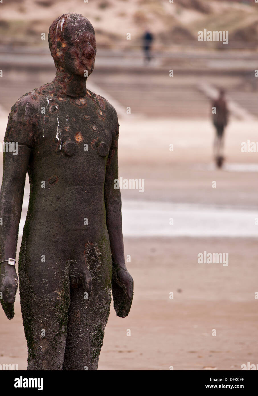 sculpture by Antony Gormley Another Place Crosby Beach Stock Photo Alamy